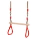 thumbnail image 1 of Columpio de trapecio de madera para niños con anillos para jugar en interiores y exteriores. rojo, 1 of 5