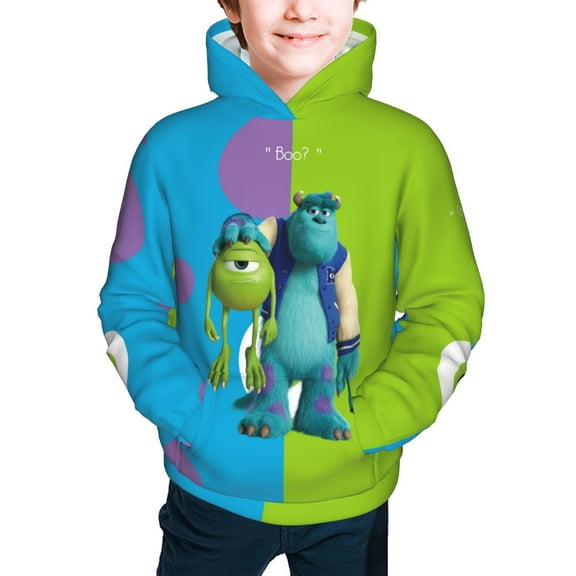 Monster Inc Girls Boys Graphic Hooded Sweatshirt Sizes 7-20 Pullover Sweatshirt Monster Inc Merch Gifts for Kids Teens
