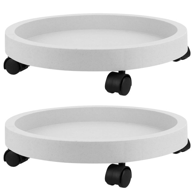 MUKCHAP Lot de 2 Plateaux pour Pots de Plantes de 12 Pouces avec Roues, Caddy Roulant Gris Pâle de 30 cm avec Roues, Base pour Plante pour Jardinière Intérieure Extérieure