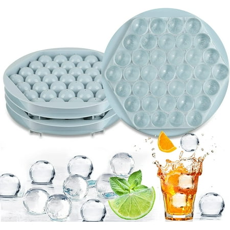 

Hexagon Round Ice Cube Tray With Lid Mini Circle Ice Ball Maker Mold for Freezer 1 in X 74PCS Sphere Ice Chilling Cocktail Whiskey Tea & Coffee (Blue/2 Packs)