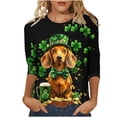 thumbnail image 2 of JTZGDY Plus Size St. Patrick's Day Tops for Women Dressy Casual Green Shamrock Clover Pattern Print 3/4 Sleeve Crewneck Tunic Shirts Loose Oversized Comfy Holiday Outfit Tees Blouse, 2 of 6