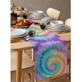 thumbnail image 6 of Colorful Tie Dye Table Runner Cotton Linen 90 Inch Holiday Dresser Scarves, Rainbow Ombre Abstract Pattern Art Tablerunner for Kitchen Coffee Dining Bedroom Living Room Dinner Scarf Décor 13''x90'', 6 of 9