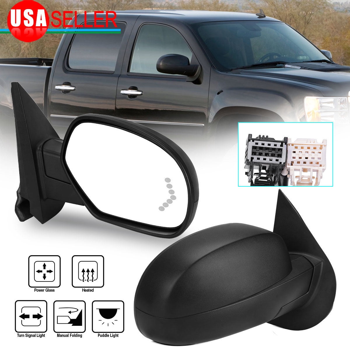 New Pair Set Power Side View Mirror Heated GMC Oldsmobile Chevy SUV Pickup Truck