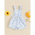 thumbnail image 3 of Kids Toddler Girl Summer Outfit Floral Print Overalls Jumpsuit Sleeveless Romper Bib Shortalls Suspender Shorts Pants, 3 of 7