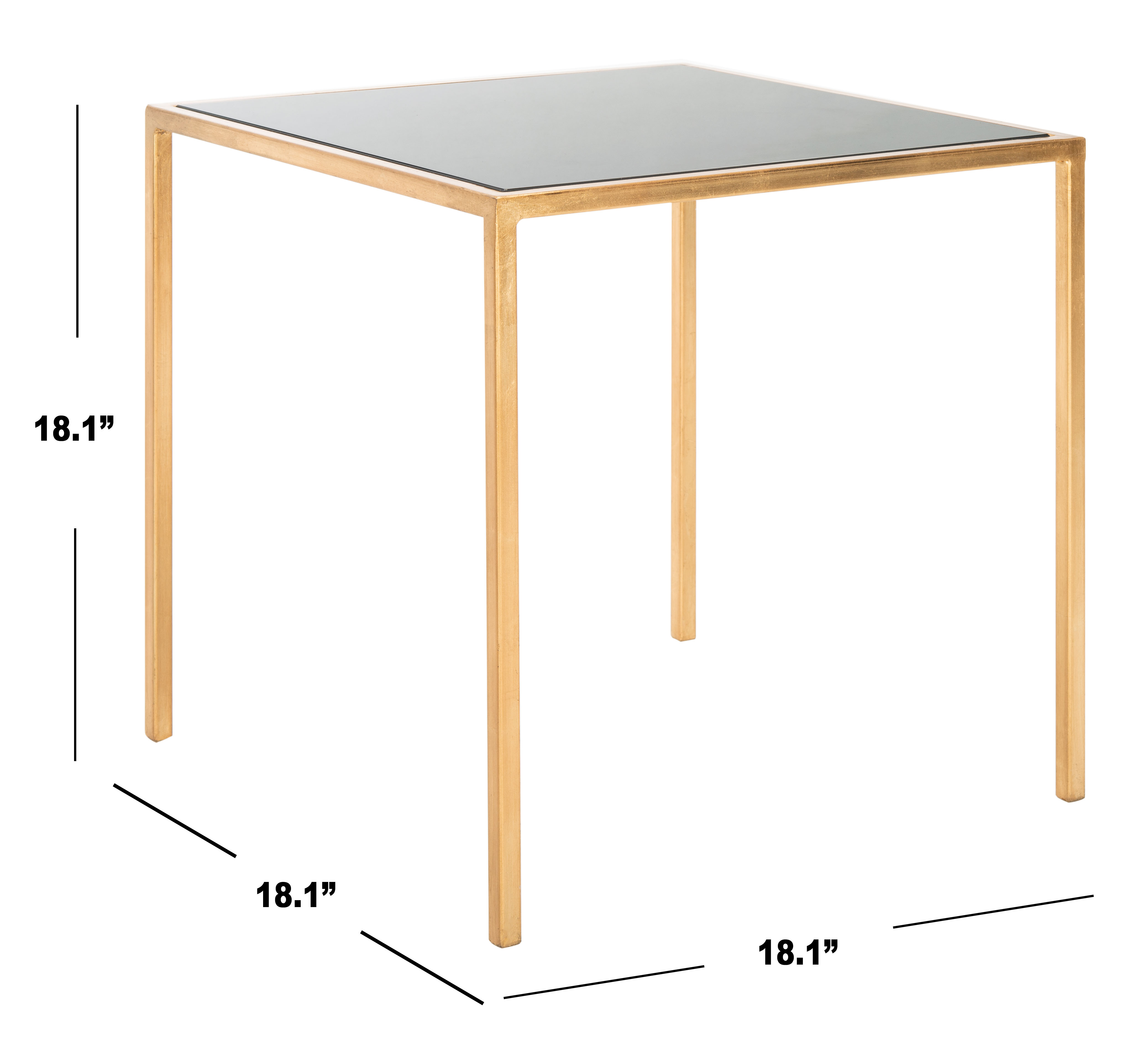 SAFAVIEH Kiley 18" Classic Top Accent Table, Gold Leaf/Black Glass