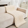 thumbnail image 2 of Eurhowing Fuzzy Fleece Sofa Couch Cover, 28"×83" Non-Slip Washable Pet Resistant Couch Slipcover, Soft Cozy Furniture Protector for Dogs Cats, Beige, 2 of 8