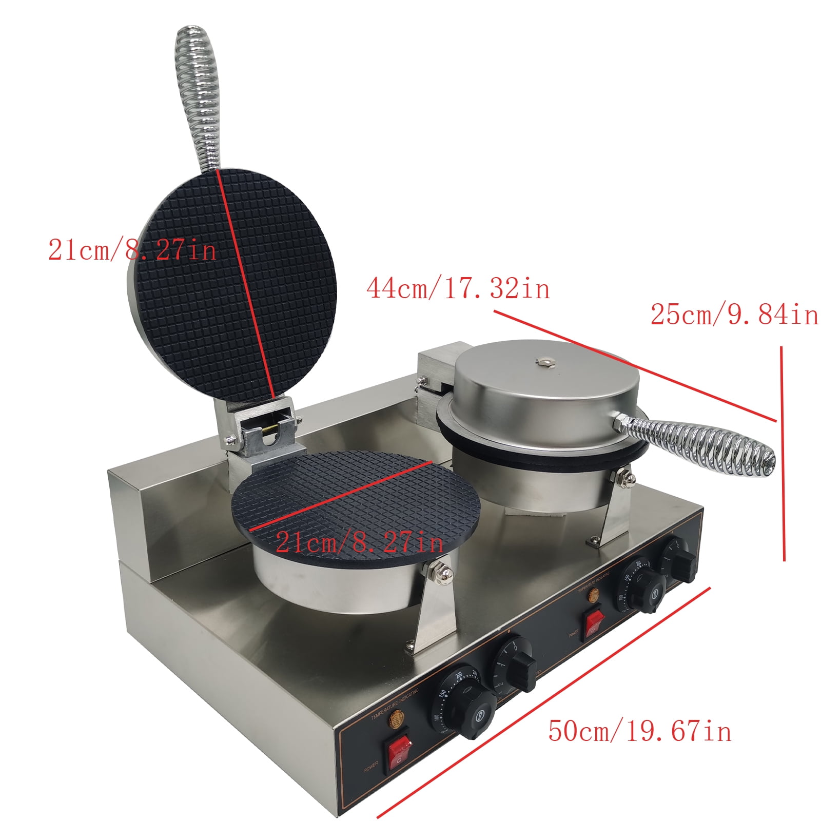 INTSUPERMAI Double Head Electric Ice Cream Cone Machine Waffle Cone Maker with Ice Cream Cone Sleeves