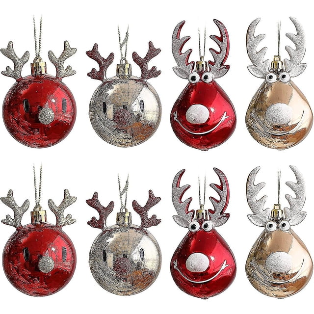 Set De 8 Bolas Navideñas Irrompibles Para Árbol De Navidad - Bolas Para Rellenar - Dorado Y Rojo