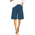thumbnail image 5 of Women's Elastic Waist Jean Shorts 5" Pleated Button Loose Denim Shorts with Pockets Summer Casual Shorts,Blue,3XL, 5 of 9