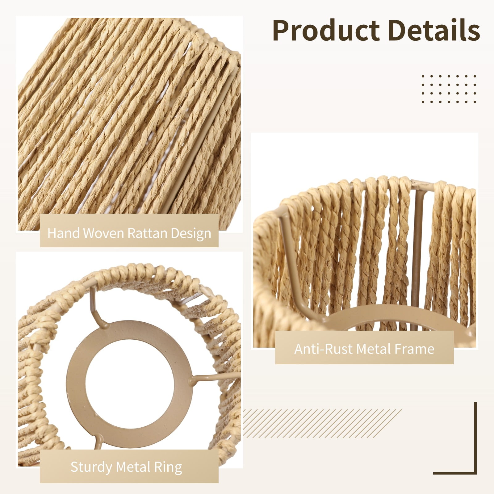6Pcs Rattan Lamp Shades, Rattan Lampshade Replacement, Nature Touch Hand Woven Rattan Shade for Table Lamps, Chandeliers, Pendant Lights, Wall Sconces, 3.9" Top x 5.6" Slant Height x 5.4" Bottom