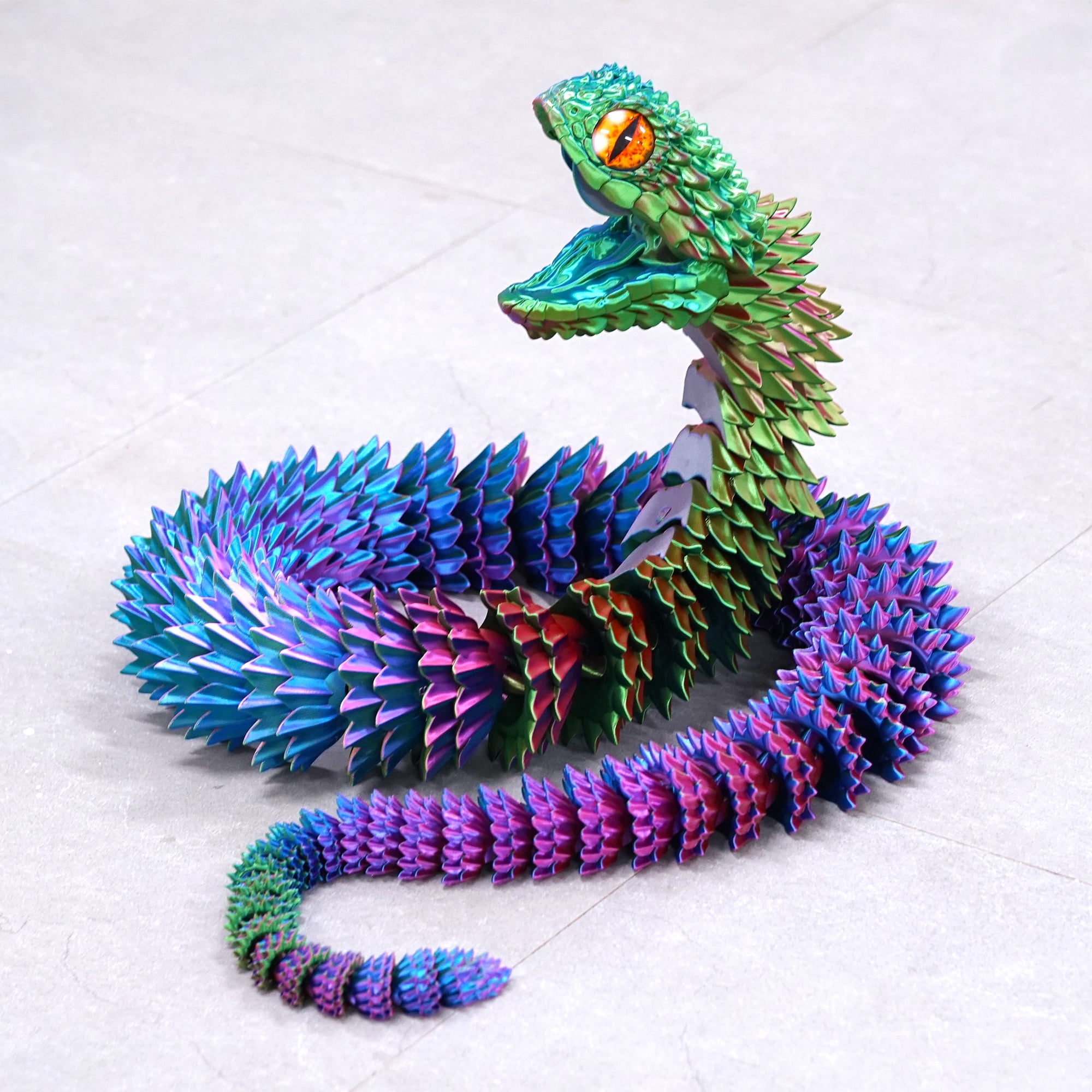 79inch 3D Printed snake,Flexible Joint Animal lacertid Figurines,Realistic Eyes, Home Office Decor,Fidget Toy for Adults Teens Boy Festival Gifts