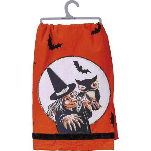 Primitives by Kathy Retro-Inspired Halloween Dish Towel, 28 x 28-Inch, Witch