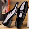 thumbnail image 5 of Men's Pointed Toe Dress Shoes Casual Slip on Loafer Formal Classic Faux Patent Leather Oxfords Business Wedding Shoe for Men, 5 of 9