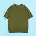 thumbnail image 3 of CYRBOKO Boys T-shirts, Cotton Short Sleeve Casual Athletic Basic Tops Army Green Size 8-9 T, 3 of 6
