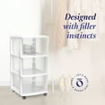 thumbnail image 2 of Open Box Plastic 3 Drawer M Storage Container Tower, Clear Drawers/White Frame, 2 of 10