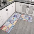 thumbnail image 3 of Bohemian Retro Purple Diamond Pattern Kitchen Rugs and Mats Sets Of 2,Kitchen Decoration Rugs,Rubber Backing Non-Slip Floor Mat for Sink Washable Waterproof Laundry Room Runner Rugs, 3 of 7