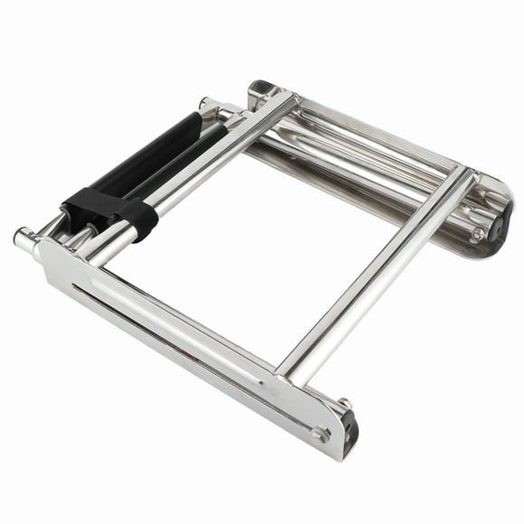 Pontoon Boat Ladder, Telescoping Stainless Steel Pontoon Ladder with Fixed Rope for Boat Boarding for Swim Platform