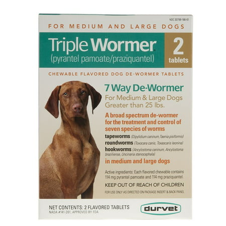 Triple Wormer Broad Spectrum De Wormer Medium Large Dogs 25 Pounds Plus 2