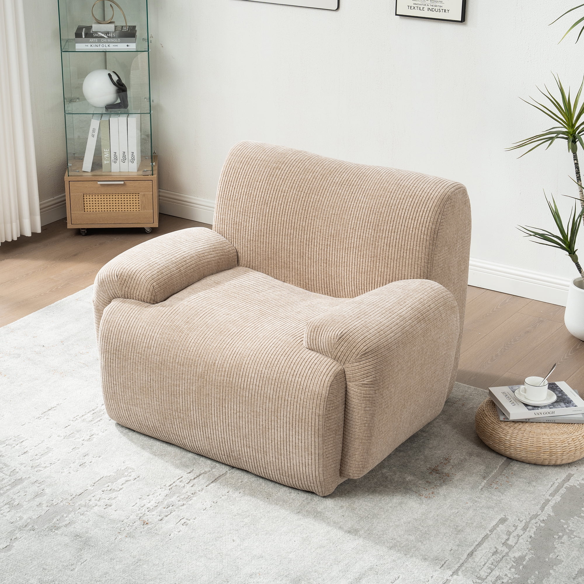 42"W Modern Oversized Accent Chair,Upholstered Boneless Single Sofa Chair,Chenille Armchair Reading Lounge Chair for Living Room,Bedroom,Apartment,taupe