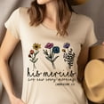 thumbnail image 4 of Jesus Cross with Flowers and Butterfly Wing Christian T-Shirt, Navy, Size XL, 4 of 6