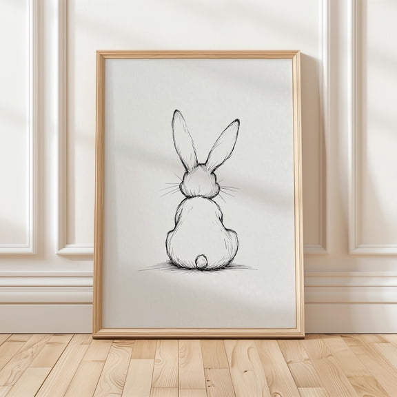 Bunny Sketch Art Print, Minimalist Bunny Rabbit Art, French Country Hare, Nursery Art Sketch Print Nursery Vintage Wildlife Wall Art, Modern Wall Decor, 8x12 UNFRAMED