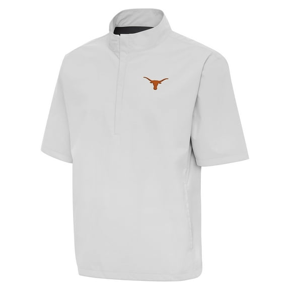 Men's Antigua Heather Gray Texas Longhorns Brisk Quarter-Zip Windbreaker