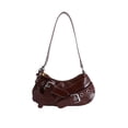 thumbnail image 2 of Bolso de hombro de mujer Bandolera de PU de cuero cruzado 27x7x10cm Café negro Naranja impermeable resistente a los arañazos Viaje Casual Elegante Bolsa Ajustable en la axila, 2 of 7