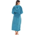 thumbnail image 2 of Women's Plush Fleece Robe with Hood, Long Warm Solid Bathrobe, 2 of 7