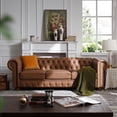 thumbnail image 3 of 88.5" Chesterfield Sofa Faux Leather, Modern Tufted Couch 3 Seater with Rolled Arms and Nailhead for Living Room, Bedroom, Office, Apartment, Brown, 3 of 9