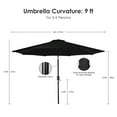 thumbnail image 2 of Parasol de Patio Rond d'Extérieur de 9 Pi, Parasol de Table Parasol de Marché avec 8 Nervures Robustes, Inclinaison à Bouton-Poussoir et Manivelle, 2 of 8