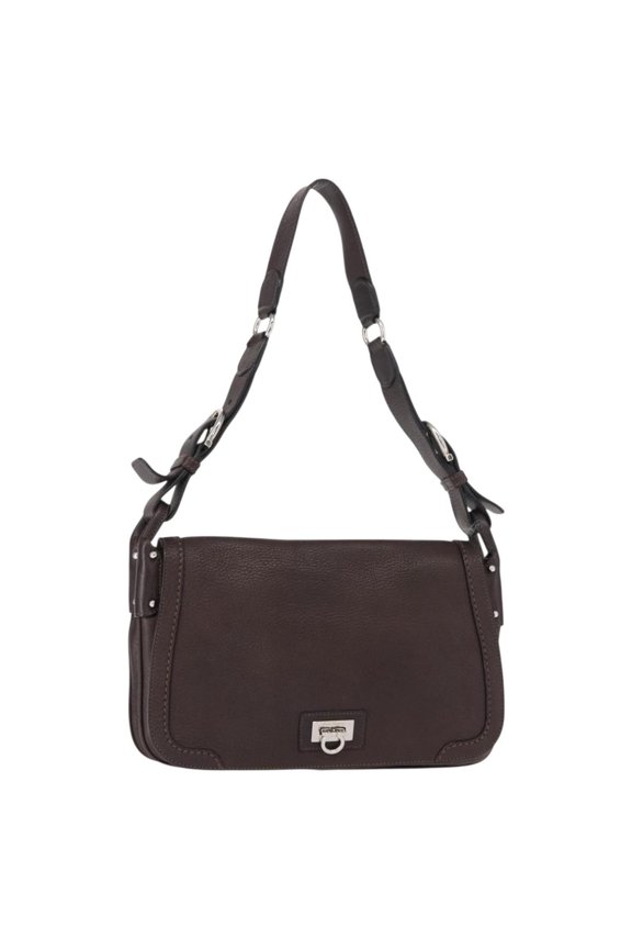 Pre-Owned Salvatore Ferragamo Gancini Shoulder Bag Leather Brown Leather Shoulder Bag Bag