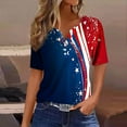 thumbnail image 2 of Womens 4Th Of July Patriotic T-Shirts，Summer Independence Day Tee Shirts for Womens American Flag Printed Tunic Top Henley Neck Tees Front Button Short Sleeve Tops Beach Holiday Usa Flag Star Blouses, 2 of 5