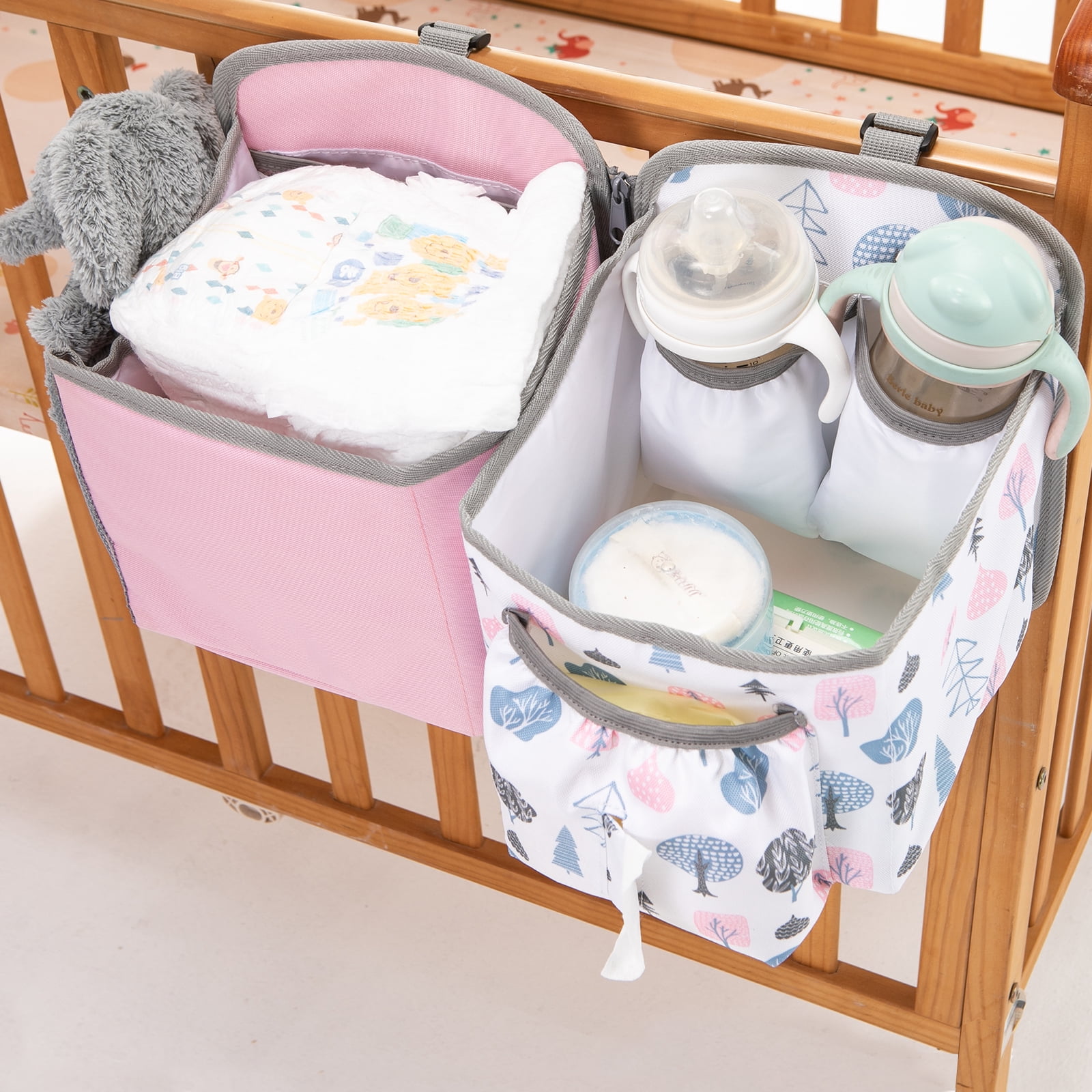 Baby Stroller Organizer Bag Bedside Caddy Diaper Storage Bin Hanging Storage Bag for Baby Bed/Baby Cart