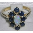 thumbnail image 4 of LBG British Made 18k Yellow Gold Natural Opal & Sapphire Womens Promise Ring - 33 size options - Size 6, 4 of 5
