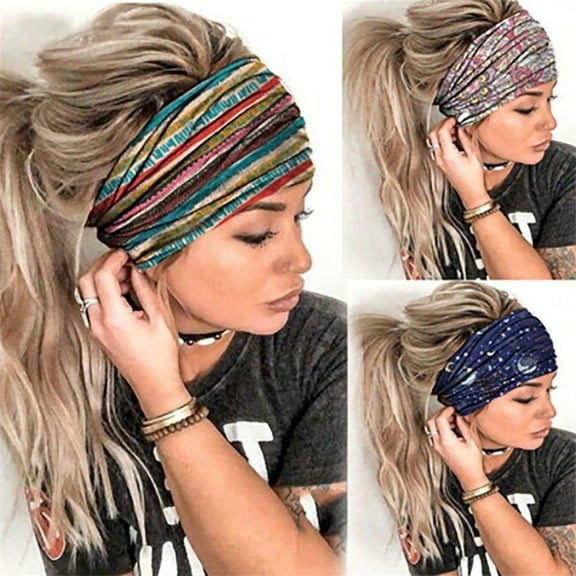 4PCS Boho Headbands for Women, Casewin Vintage Bandana Flower Printed Head Wrap Twisted Hair Accessories
