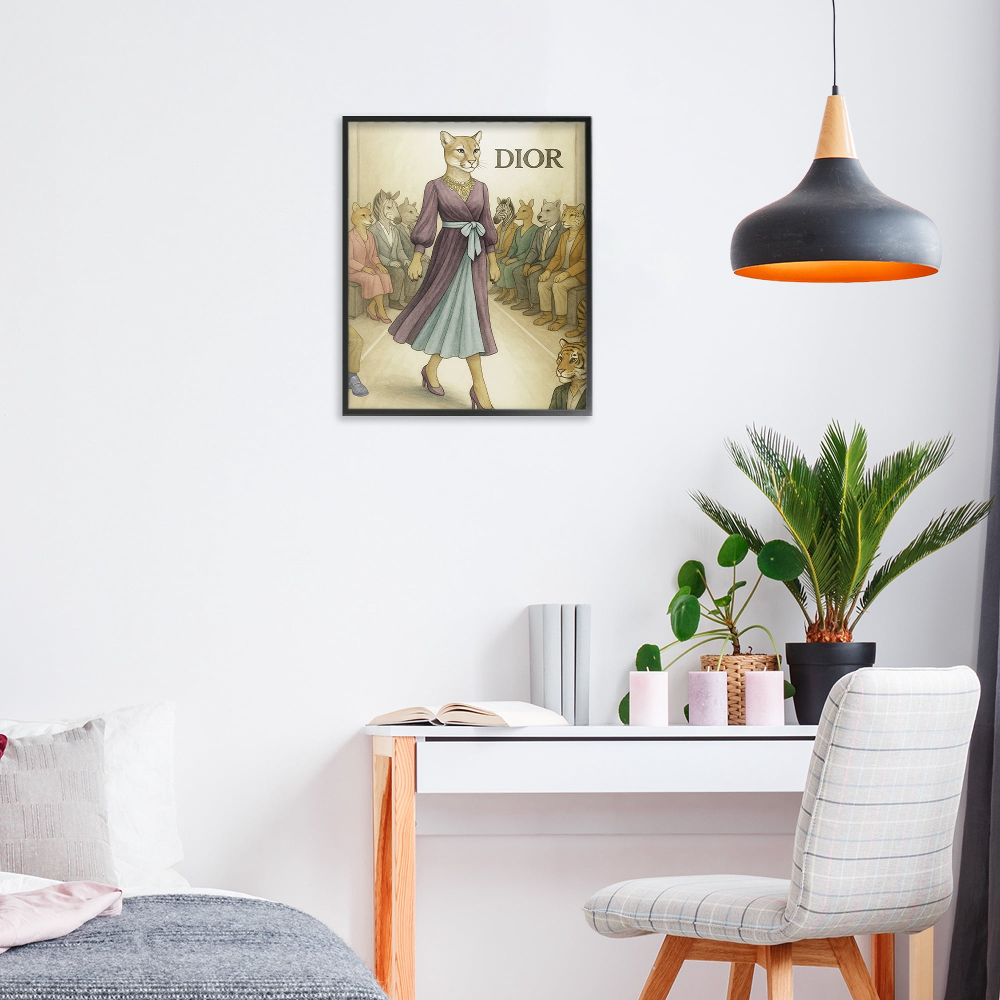 Stupell Industries Fashion Runway Cougar Black Framed Giclee Art, design by Grotto Studios