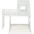 thumbnail image 4 of JERFIT Twin Over Full Bunk Bed with Playhouse Loft, Farmhouse Style Solid Wood Structure, Guardrails & Ladder, White Finish, 4 of 10