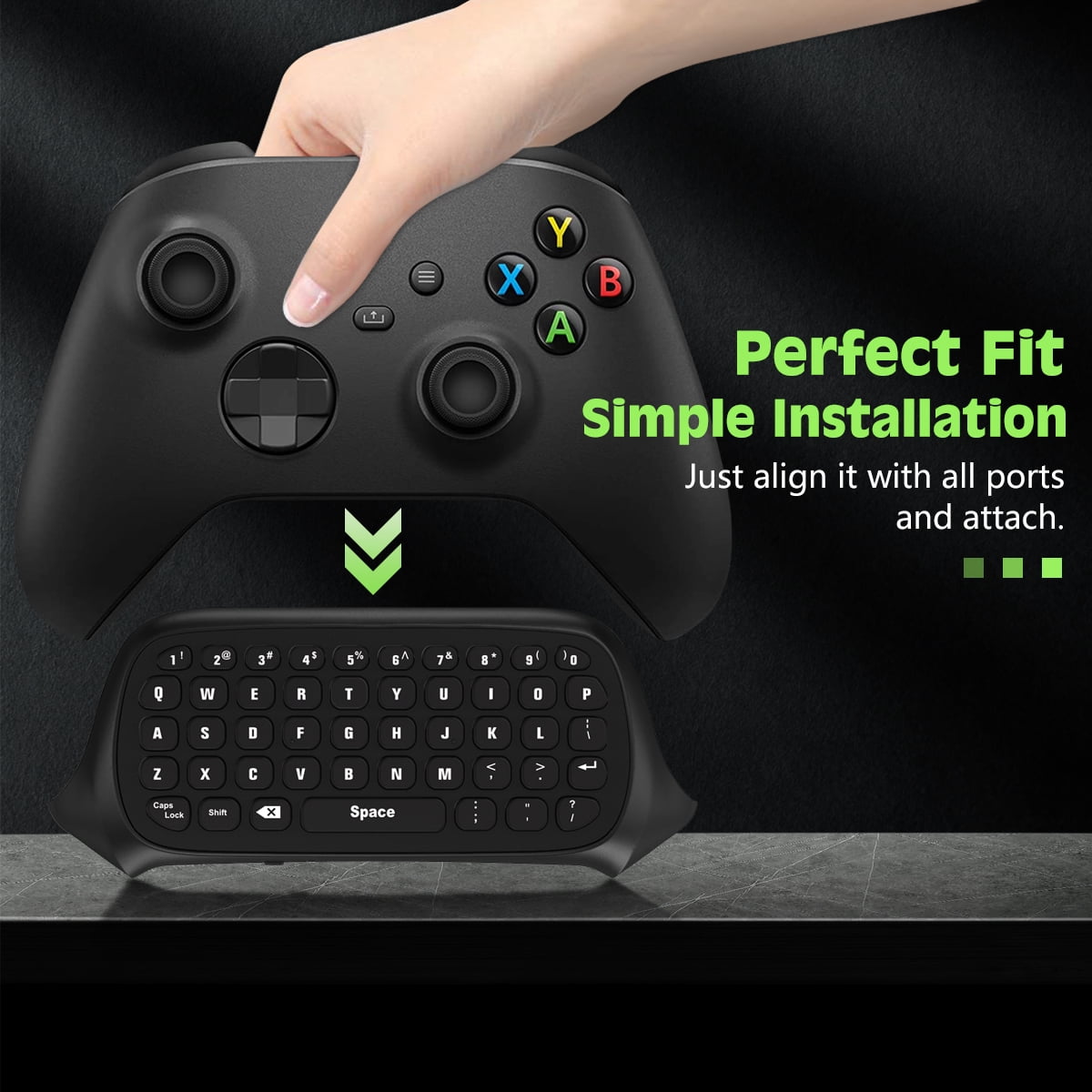 TiMOVO Wireless Keyboard Compatible with Xbox One / Elite, Xbox Series X/S  Controller with Headset Audio Jack, 2.4G Receiver Included, Black