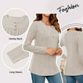 thumbnail image 3 of TEMOFON Womens Tops Fall Long Sleeve Button Henley Shirts Soft Lightweight Sweaters Casual Loose Crew Neck Tunic Tops L, 3 of 9