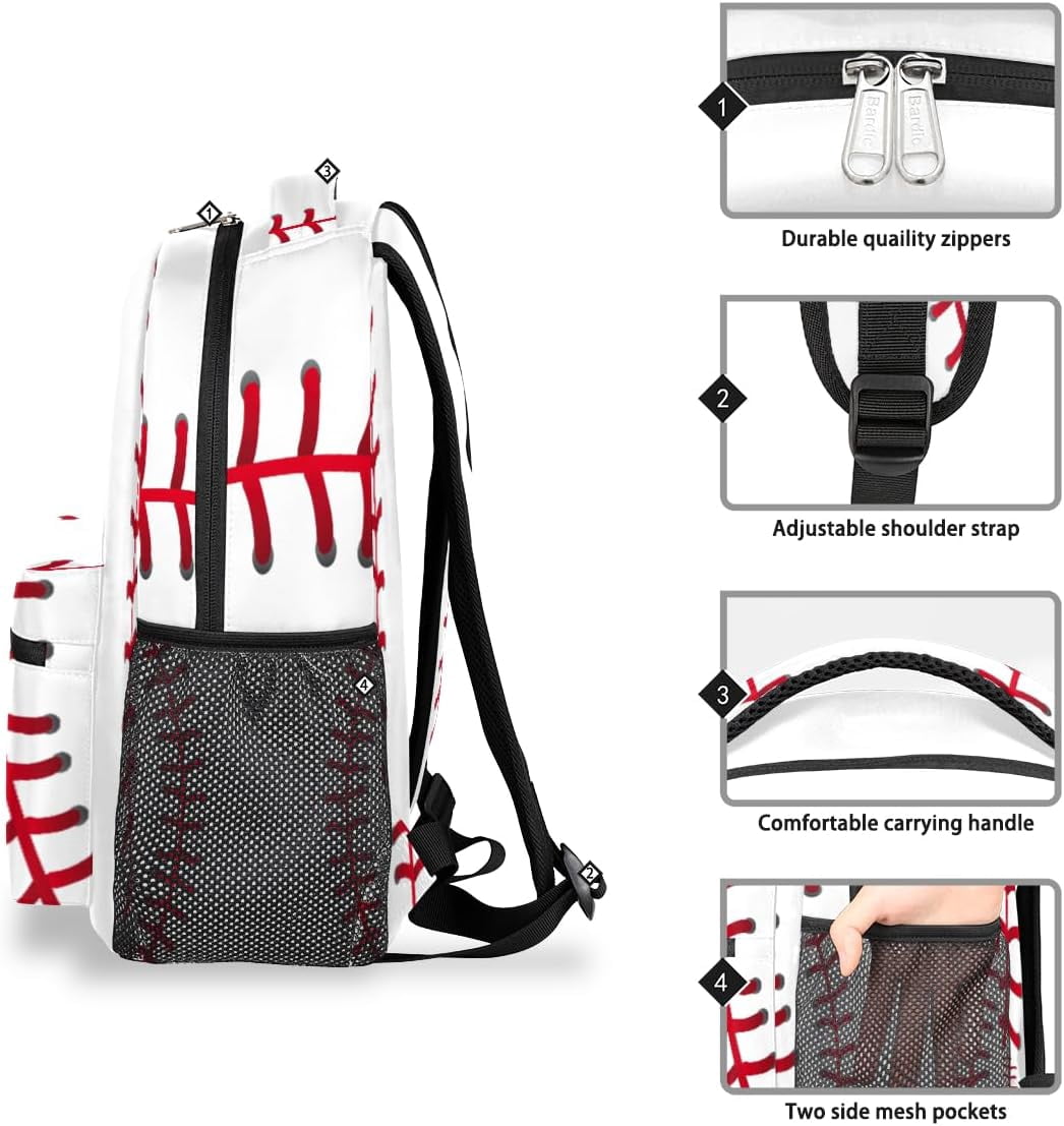 Baseball Sport Backpack School Bookbag for Kids Boys Girl, Softball Backpacks Book Bag Travel Hiking Camping Daypack