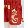 thumbnail image 6 of TiaoBug Kids Muay Thai Boxing Shorts with Gold Dragon Print Elastic Waist Fight Shorts for Training Competition Red 12, 6 of 7