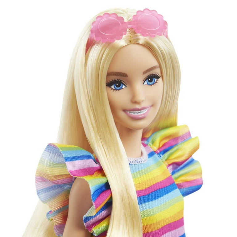green emerald velvet dress Barbie Fashionistas Doll #206 with Crimped Hair & Freckles, Rainbow Ma   BargainRanger