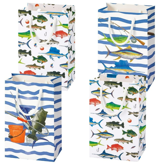 Bolsas de regalo WERNNSAI para fiestas de pesca, 16 unidades, 20 x 12 x 8 cm