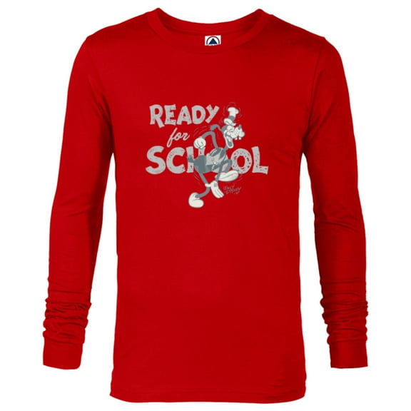 Disney Goofy Ready for School - Long Sleeve T-Shirt for Men - Customized-New Red