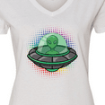 thumbnail image 4 of Inktastic Spaceship Funny Alien Outer Space Women's V-Neck T-Shirt, 4 of 5