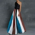 thumbnail image 1 of Jusqu'à 65 % de Réduction! Robes de Mode Été pour Femmes 2024 Grande Taille Col Contraste de Couleur Longue Jupe avec Patchwork Épaules Dénudées Robe Imprimée, 1 of 6