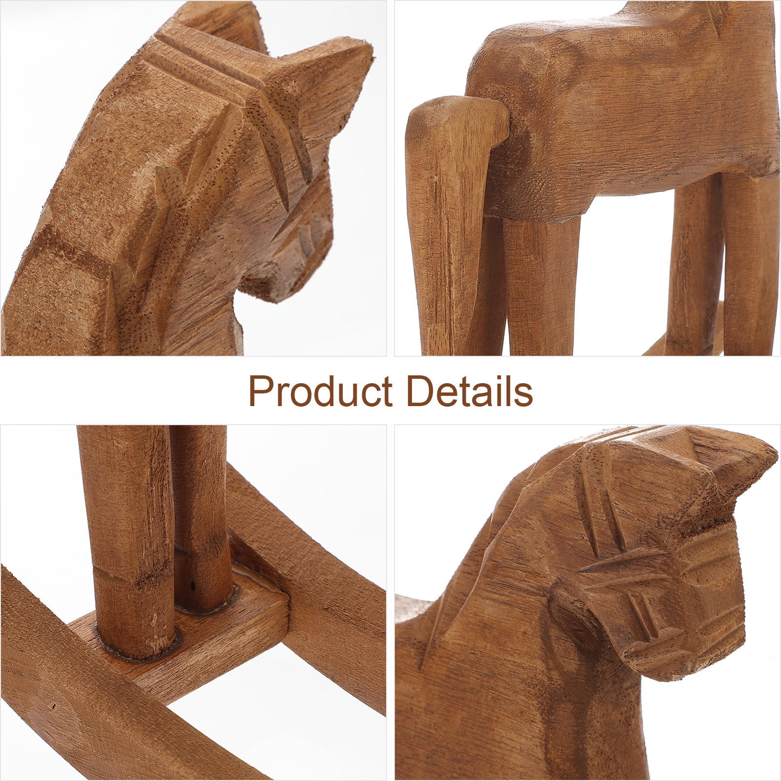 CRILSTYLEO 2-Pack Wood Horse Figurines for Tabletop Decor, Desk Accessories, Small Decorative Desk Sculptures