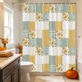 thumbnail image 3 of Yellow Green Checkered Floral Shower Curtain Set - Small 36" x 72" Washable Bathtub Curtain with 12 Hooks, Farmhouse Art Flowers Buffalo Waterproof Fabric Stall Shower Curtains for Bathroom Décor, 3 of 8