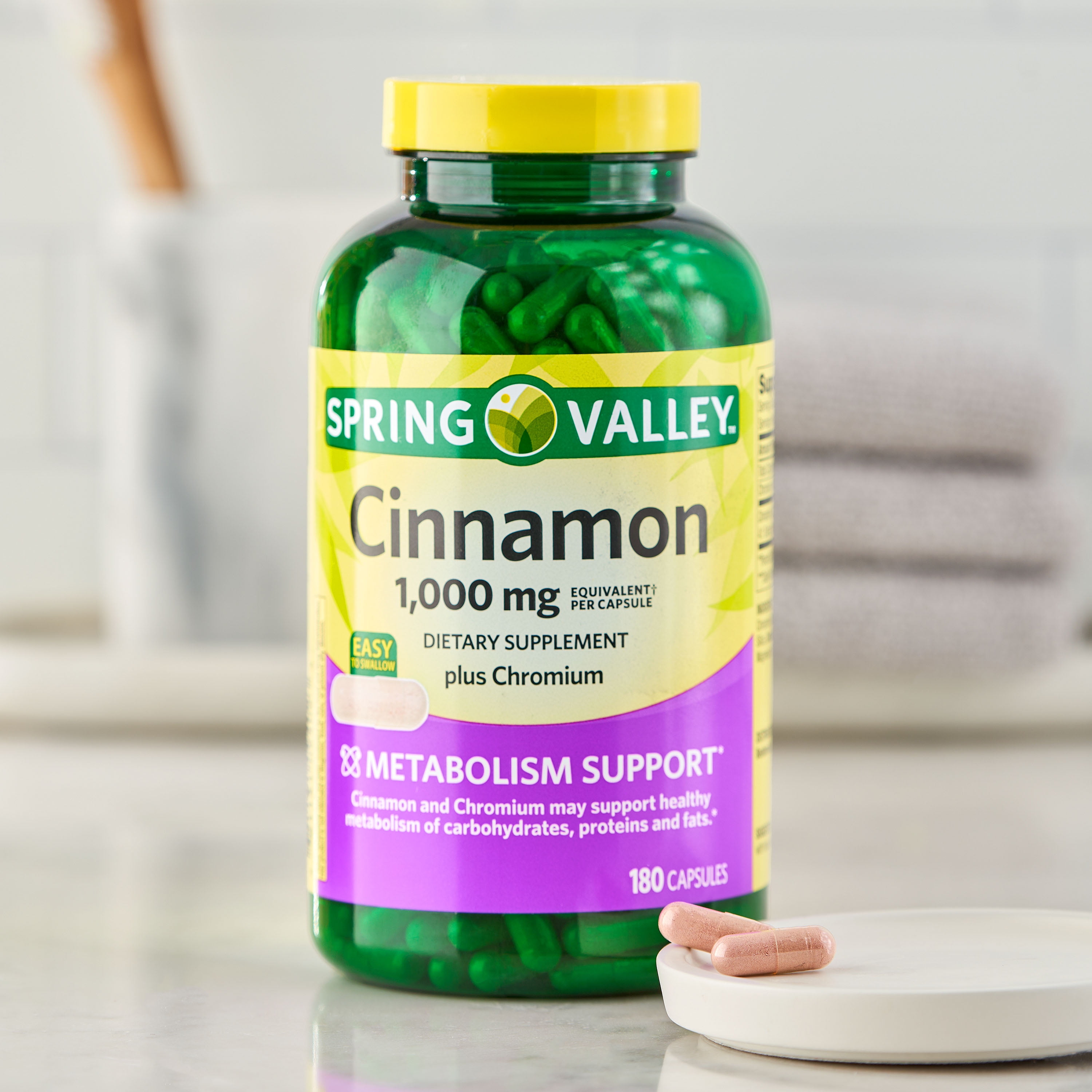 Spring Valley Cinnamon Plus Chromium Capsules Dietary Supplement 1 000 mg 180 Count