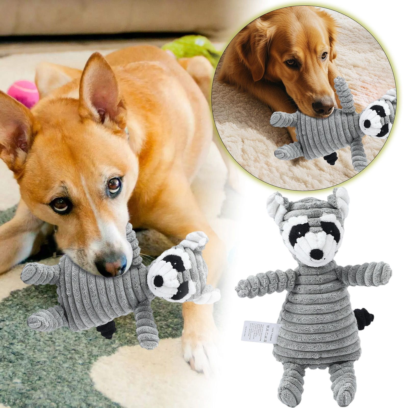 Jouets à Mâcher Durables pour Chiens Mâcheurs Agressifs Raton Laveur Jouet de Dentition pour Chiots Jeu Intérieur Extérieur